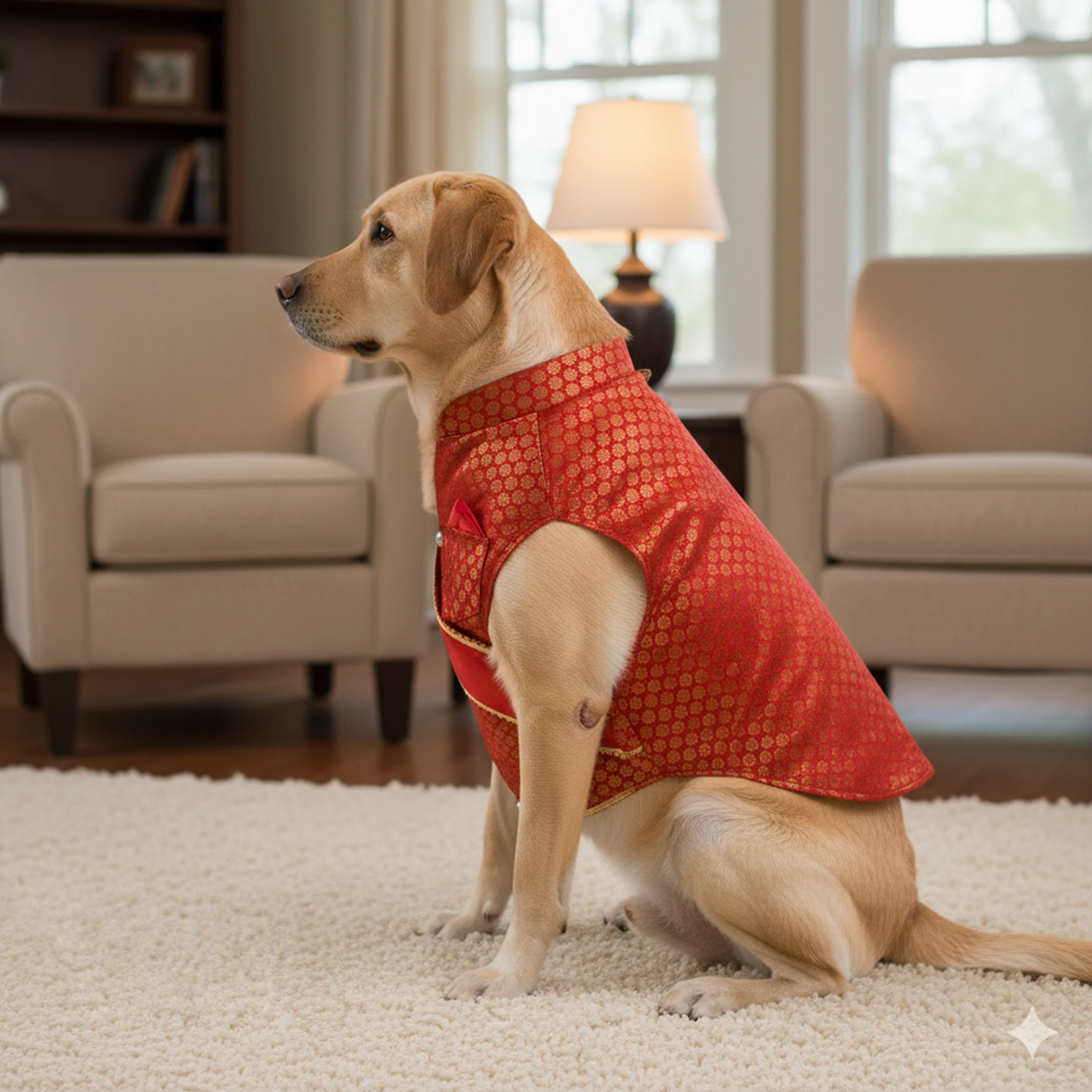 Nootie Festive Sherwani with Chunni for Pets – Red | Stylish Outfit for Weddings & Festivals - Image 6