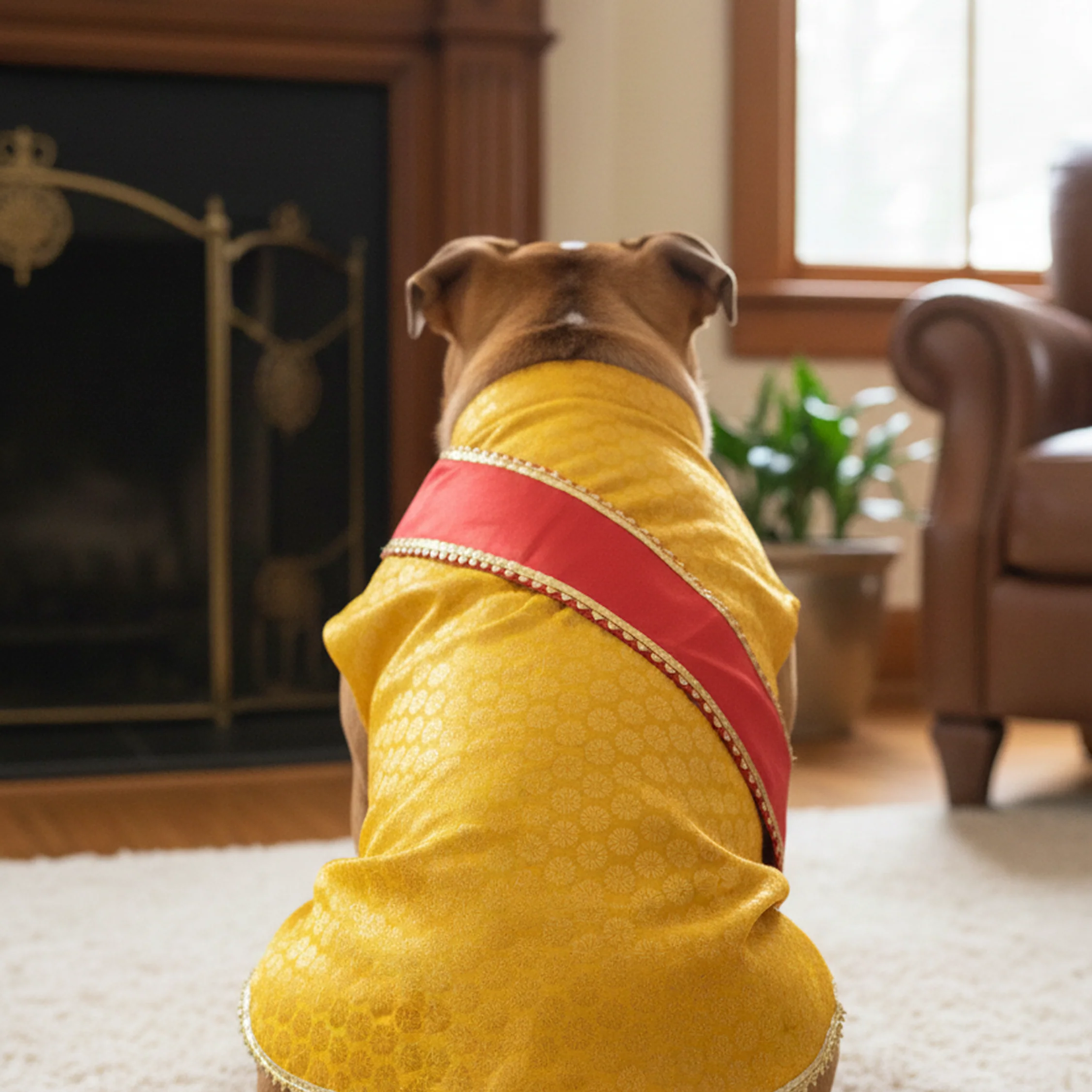 Nootie Festive Sherwani with Chunni for Pets – Yellow | Stylish Outfit for Weddings & Festivals - Image 5