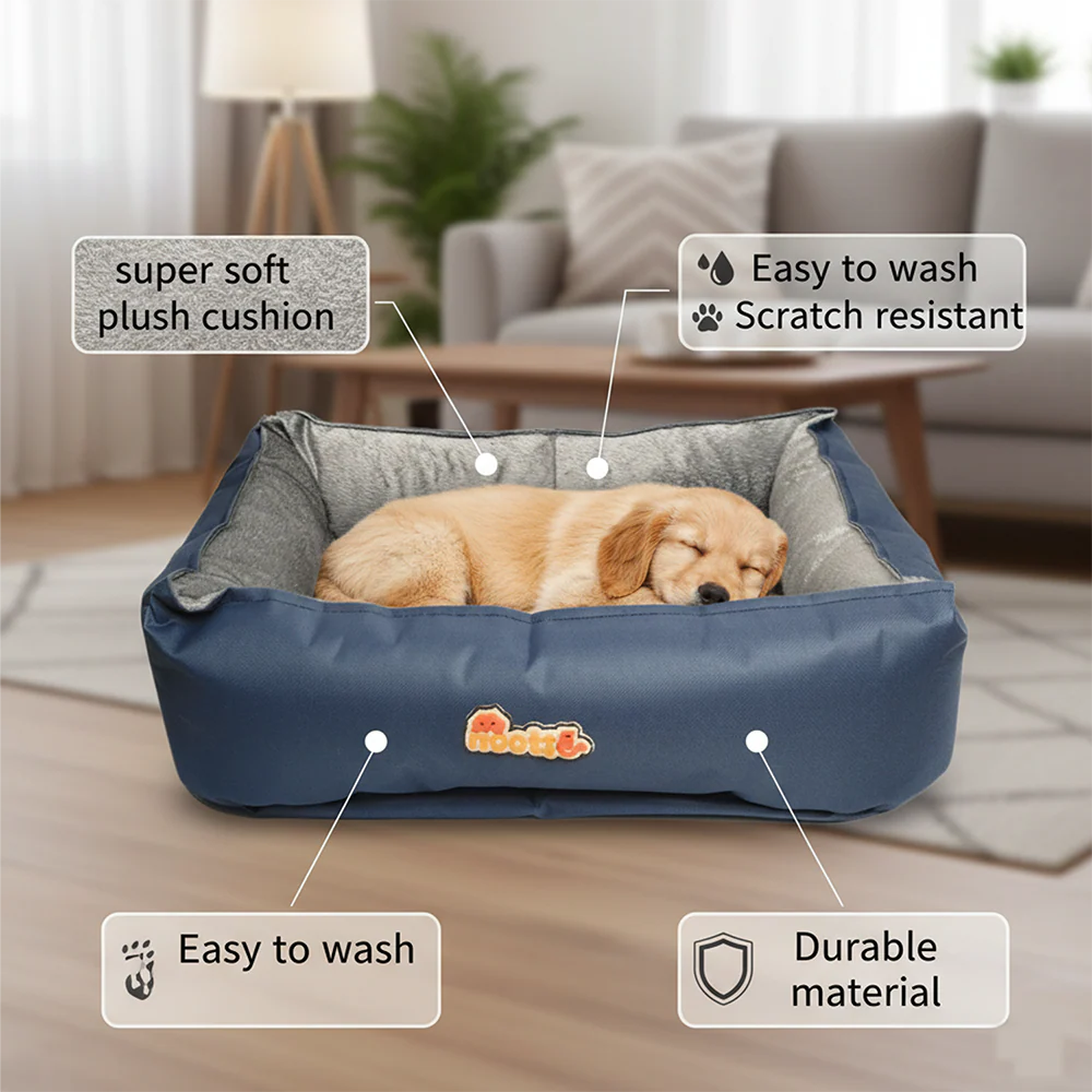 Nootie Sofa Basket Bed for Dogs & Cats – Small (22" x 17" x 6") | Velvet Interior, Mat Exterior, Washable & Scratch-Resistant - Image 3