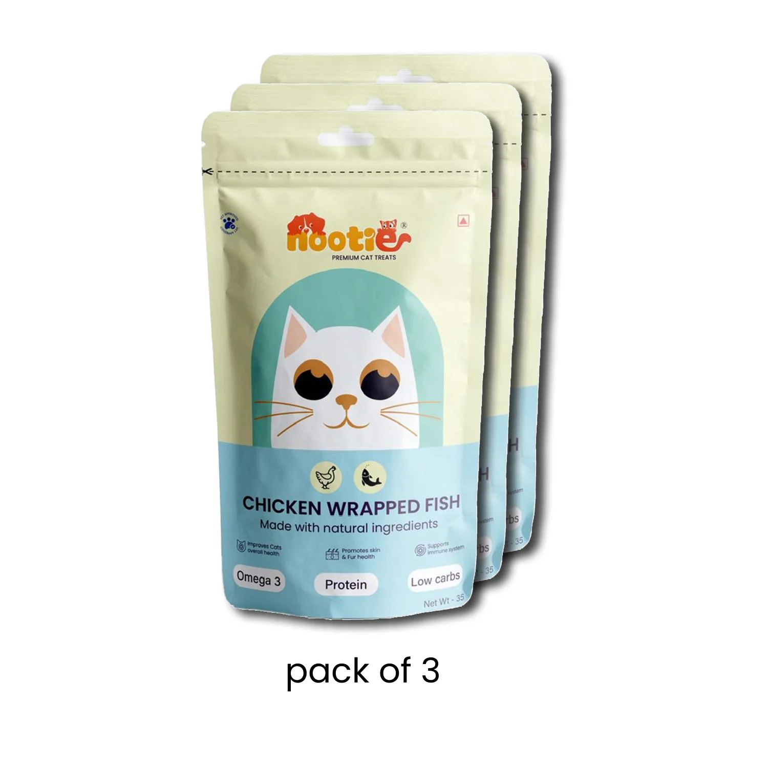 Nooties Premium Cat Treats – Chicken Wrapped Fish, Omega 3 Rich, Natural Ingredients (35g) - Image 10