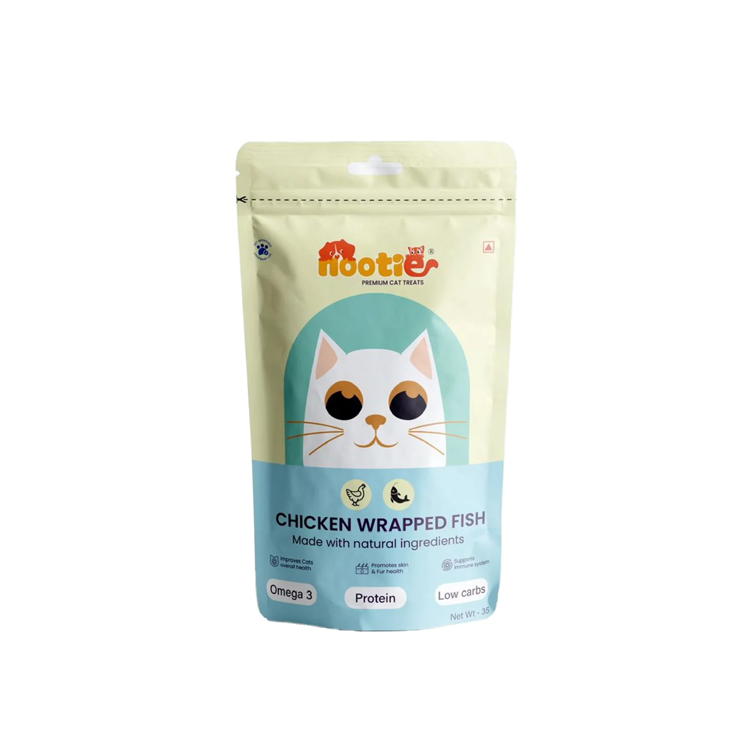Nooties Premium Cat Treats – Chicken Wrapped Fish, Omega 3 Rich, Natural Ingredients (35g) - Image 9